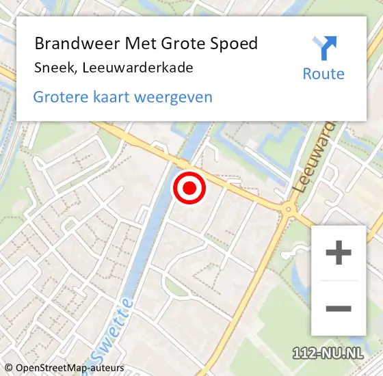 Locatie op kaart van de 112 melding: Brandweer Met Grote Spoed Naar Sneek, Leeuwarderkade op 11 februari 2015 09:45