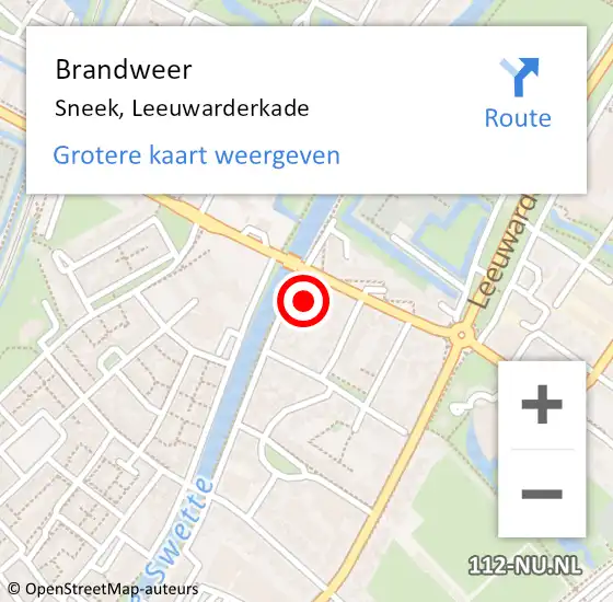 Locatie op kaart van de 112 melding: Brandweer Sneek, Leeuwarderkade op 11 februari 2015 09:50