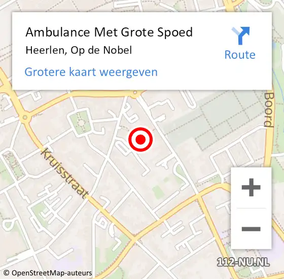 Locatie op kaart van de 112 melding: Ambulance Met Grote Spoed Naar Heerlen, Op de Nobel op 11 februari 2015 10:16