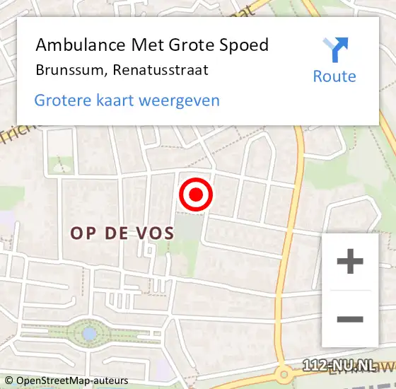 Locatie op kaart van de 112 melding: Ambulance Met Grote Spoed Naar Brunssum, Renatusstraat op 11 februari 2015 10:34