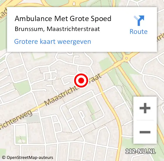 Locatie op kaart van de 112 melding: Ambulance Met Grote Spoed Naar Brunssum, Maastrichterstraat op 11 februari 2015 10:39