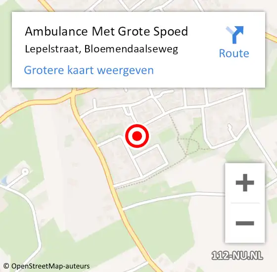 Locatie op kaart van de 112 melding: Ambulance Met Grote Spoed Naar Lepelstraat, Bloemendaalseweg op 11 februari 2015 10:57