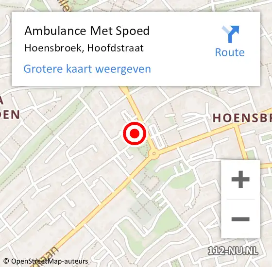 Locatie op kaart van de 112 melding: Ambulance Met Spoed Naar Hoensbroek, Hoofdstraat op 11 februari 2015 10:58