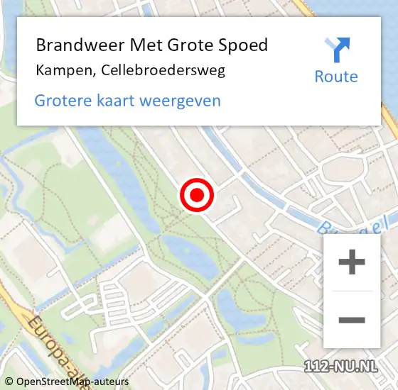 Locatie op kaart van de 112 melding: Brandweer Met Grote Spoed Naar Kampen, Cellebroedersweg op 11 februari 2015 12:00