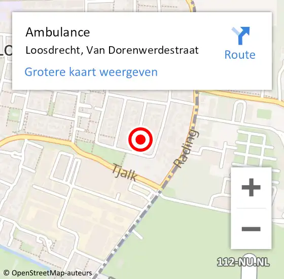 Locatie op kaart van de 112 melding: Ambulance Loosdrecht, Van Dorenwerdestraat op 11 februari 2015 12:31
