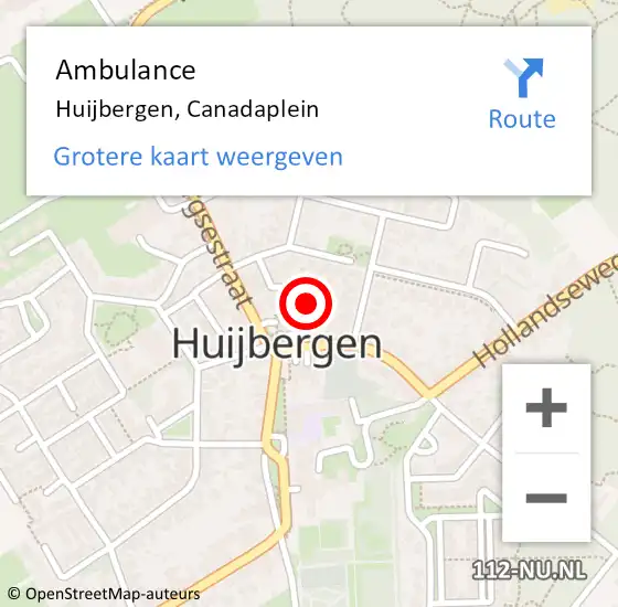 Locatie op kaart van de 112 melding: Ambulance Huijbergen, Canadaplein op 11 februari 2015 12:32