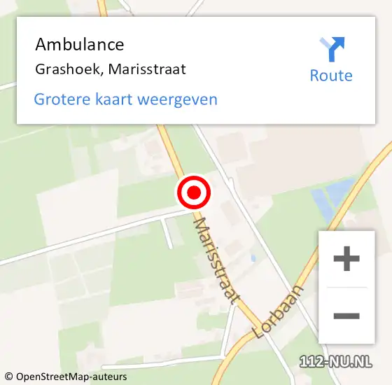 Locatie op kaart van de 112 melding: Ambulance Grashoek, Marisstraat op 11 februari 2015 12:32