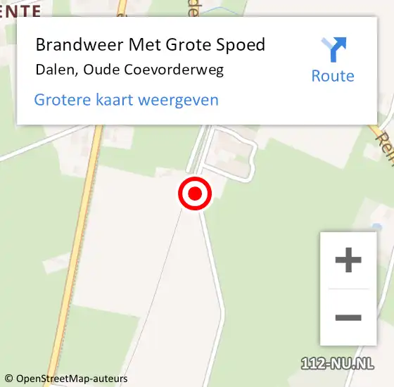 Locatie op kaart van de 112 melding: Brandweer Met Grote Spoed Naar Dalen, Oude Coevorderweg op 11 februari 2015 12:33