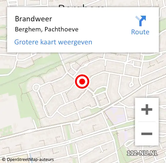 Locatie op kaart van de 112 melding: Brandweer Berghem, Pachthoeve op 11 februari 2015 12:42