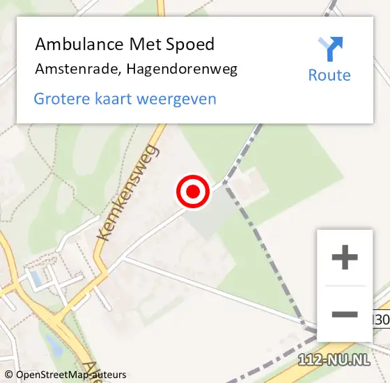 Locatie op kaart van de 112 melding: Ambulance Met Spoed Naar Amstenrade, Hagendorenweg op 11 februari 2015 12:52