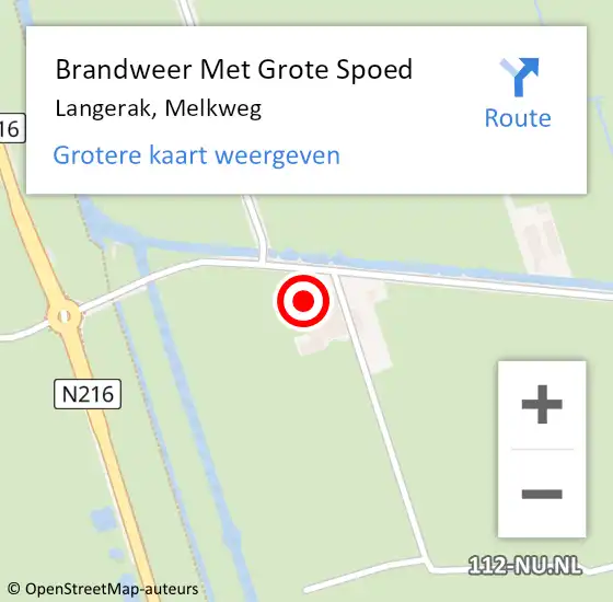 Locatie op kaart van de 112 melding: Brandweer Met Grote Spoed Naar Langerak, Melkweg op 11 februari 2015 13:09