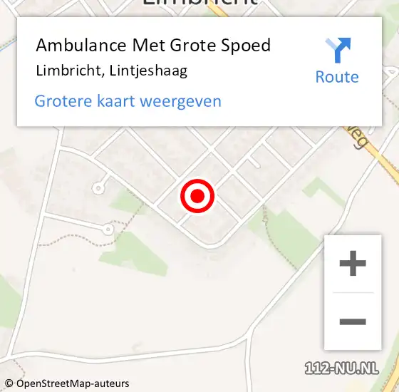 Locatie op kaart van de 112 melding: Ambulance Met Grote Spoed Naar Limbricht, Lintjeshaag op 11 februari 2015 13:19
