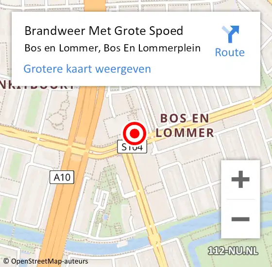 Locatie op kaart van de 112 melding: Brandweer Met Grote Spoed Naar Bos en Lommer, Bos En Lommerplein op 11 februari 2015 13:49
