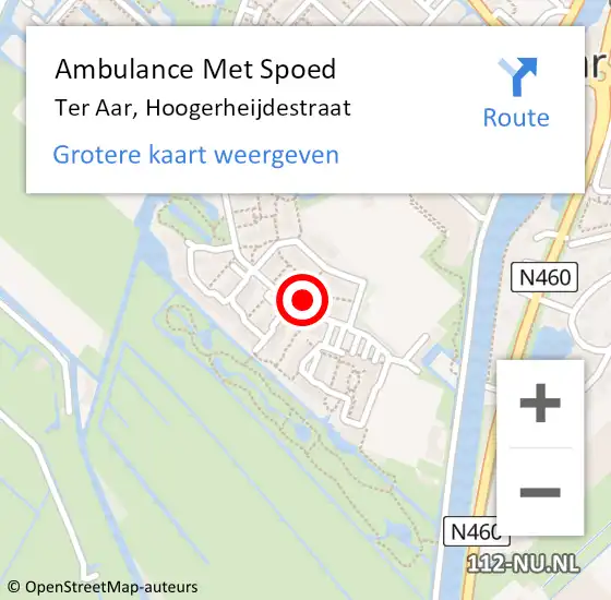 Locatie op kaart van de 112 melding: Ambulance Met Spoed Naar Ter Aar, Hoogerheijdestraat op 11 februari 2015 14:30