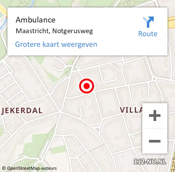 Locatie op kaart van de 112 melding: Ambulance Maastricht, Notgerusweg op 11 februari 2015 14:52