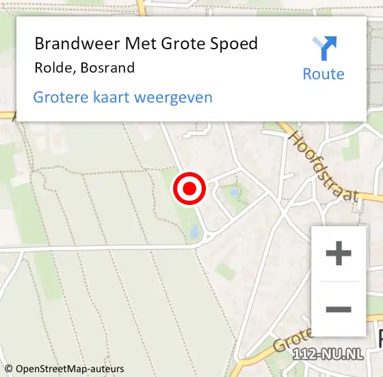 Locatie op kaart van de 112 melding: Brandweer Met Grote Spoed Naar Rolde, Bosrand op 11 februari 2015 15:11