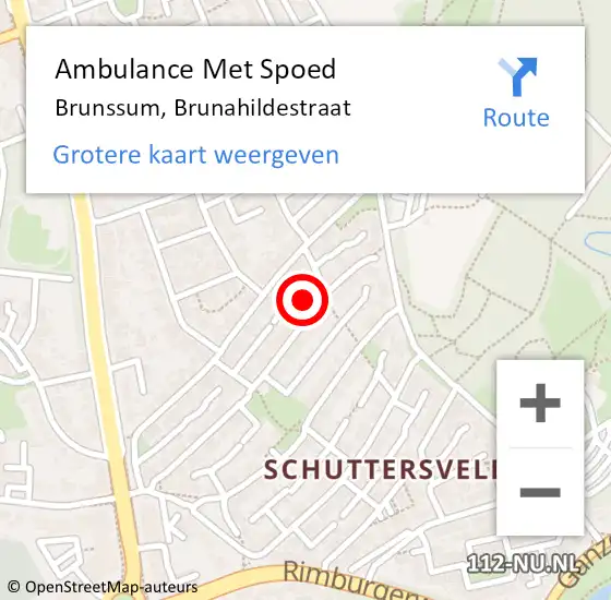 Locatie op kaart van de 112 melding: Ambulance Met Spoed Naar Brunssum, Brunahildestraat op 11 februari 2015 16:36