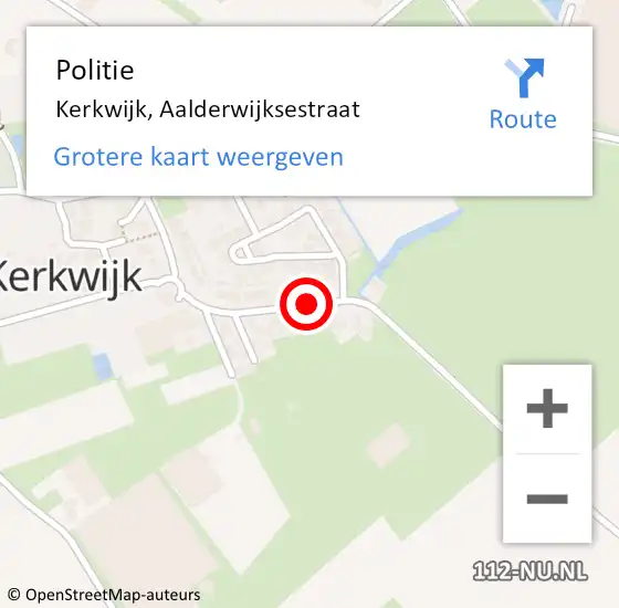 Locatie op kaart van de 112 melding: Politie Kerkwijk, Aalderwijksestraat op 11 februari 2015 17:00