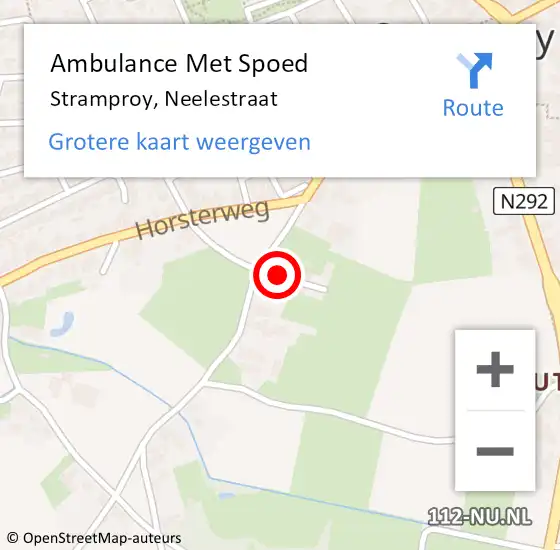 Locatie op kaart van de 112 melding: Ambulance Met Spoed Naar Stramproy, Neelestraat op 11 februari 2015 17:19