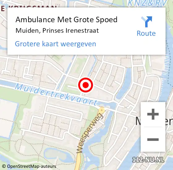 Locatie op kaart van de 112 melding: Ambulance Met Grote Spoed Naar Muiden, Prinses Irenestraat op 11 februari 2015 17:41