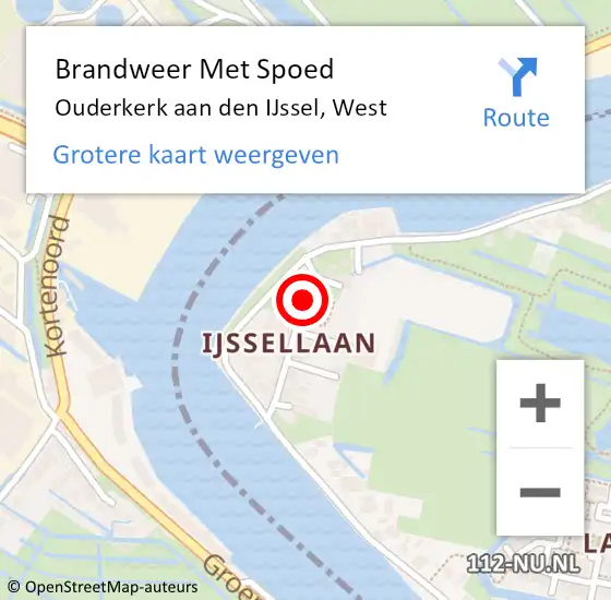 Locatie op kaart van de 112 melding: Brandweer Met Spoed Naar Ouderkerk aan den IJssel, West op 11 februari 2015 17:42