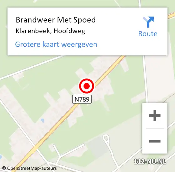 Locatie op kaart van de 112 melding: Brandweer Met Spoed Naar Klarenbeek, Hoofdweg op 29 oktober 2013 14:16