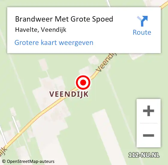 Locatie op kaart van de 112 melding: Brandweer Met Grote Spoed Naar Havelte, Veendijk op 11 februari 2015 18:22