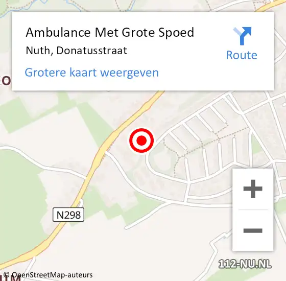 Locatie op kaart van de 112 melding: Ambulance Met Grote Spoed Naar Nuth, Donatusstraat op 11 februari 2015 18:41