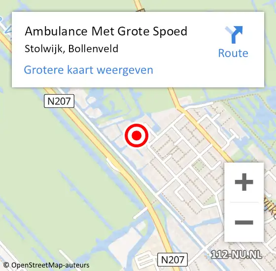 Locatie op kaart van de 112 melding: Ambulance Met Grote Spoed Naar Stolwijk, Bollenveld op 11 februari 2015 18:54