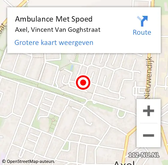 Locatie op kaart van de 112 melding: Ambulance Met Spoed Naar Axel, Vincent Van Goghstraat op 11 februari 2015 19:10