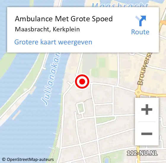 Locatie op kaart van de 112 melding: Ambulance Met Grote Spoed Naar Maasbracht, Kerkplein op 11 februari 2015 20:01