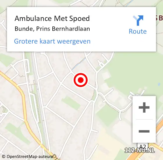 Locatie op kaart van de 112 melding: Ambulance Met Spoed Naar Bunde, Prins Bernhardlaan op 11 februari 2015 21:06