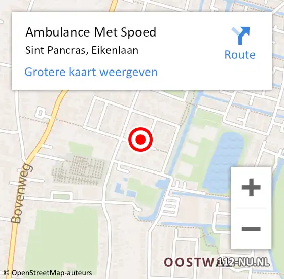 Locatie op kaart van de 112 melding: Ambulance Met Spoed Naar Sint Pancras, Eikenlaan op 29 oktober 2013 14:29