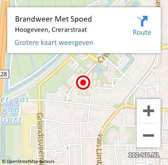 Locatie op kaart van de 112 melding: Brandweer Met Spoed Naar Hoogeveen, Crerarstraat op 11 februari 2015 23:42