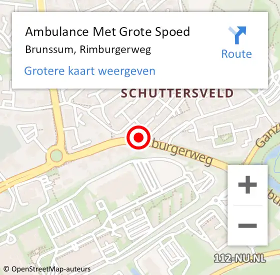 Locatie op kaart van de 112 melding: Ambulance Met Grote Spoed Naar Brunssum, Rimburgerweg op 11 februari 2015 23:55