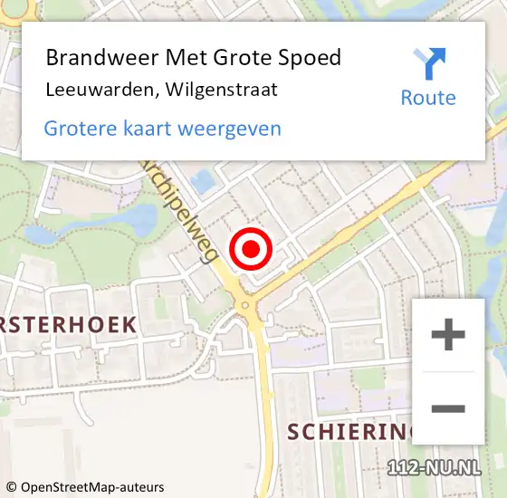 Locatie op kaart van de 112 melding: Brandweer Met Grote Spoed Naar Leeuwarden, Wilgenstraat op 12 februari 2015 00:04