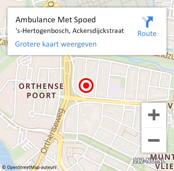 Locatie op kaart van de 112 melding: Ambulance Met Spoed Naar 's-Hertogenbosch, Ackersdijckstraat op 12 februari 2015 00:55