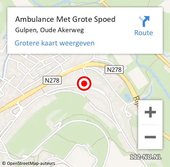 Locatie op kaart van de 112 melding: Ambulance Met Grote Spoed Naar Gulpen, Oude Akerweg op 12 februari 2015 01:23