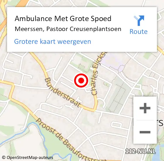 Locatie op kaart van de 112 melding: Ambulance Met Grote Spoed Naar Meerssen, Pastoor Creusenplantsoen op 12 februari 2015 02:08