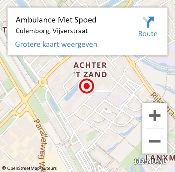 Locatie op kaart van de 112 melding: Ambulance Met Spoed Naar Culemborg, Vijverstraat op 12 februari 2015 02:16