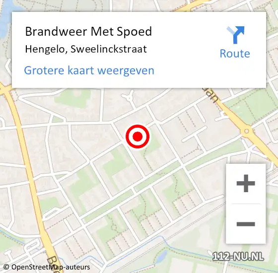 Locatie op kaart van de 112 melding: Brandweer Met Spoed Naar Hengelo, Sweelinckstraat op 12 februari 2015 02:16