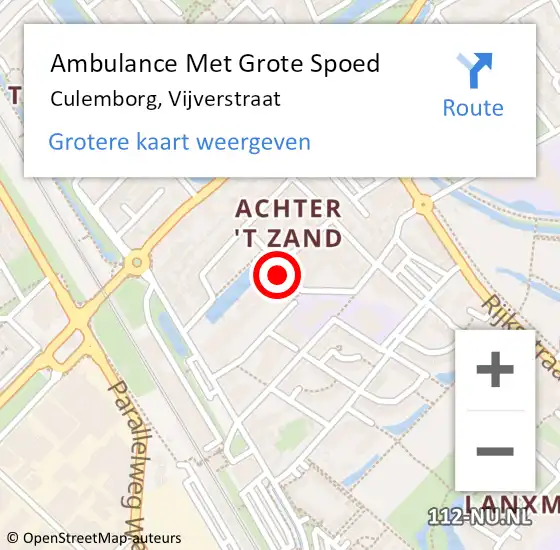 Locatie op kaart van de 112 melding: Ambulance Met Grote Spoed Naar Culemborg, Vijverstraat op 12 februari 2015 02:22