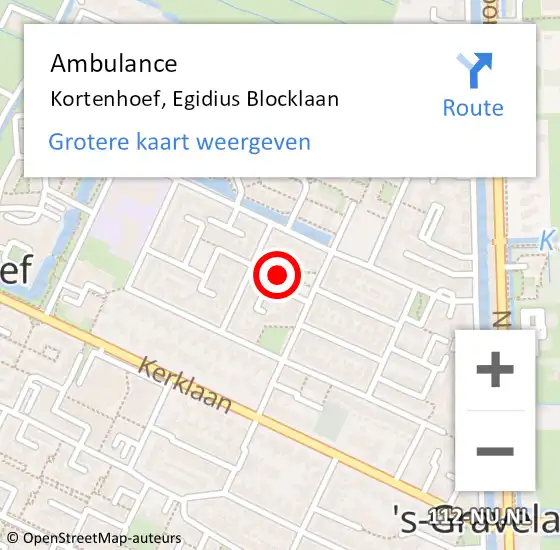 Locatie op kaart van de 112 melding: Ambulance Kortenhoef, Egidius Blocklaan op 12 februari 2015 02:26