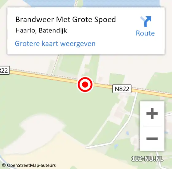 Locatie op kaart van de 112 melding: Brandweer Met Grote Spoed Naar Haarlo, Batendijk op 29 oktober 2013 14:46