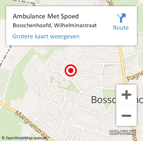 Locatie op kaart van de 112 melding: Ambulance Met Spoed Naar Bosschenhoofd, Wilhelminastraat op 12 februari 2015 02:53