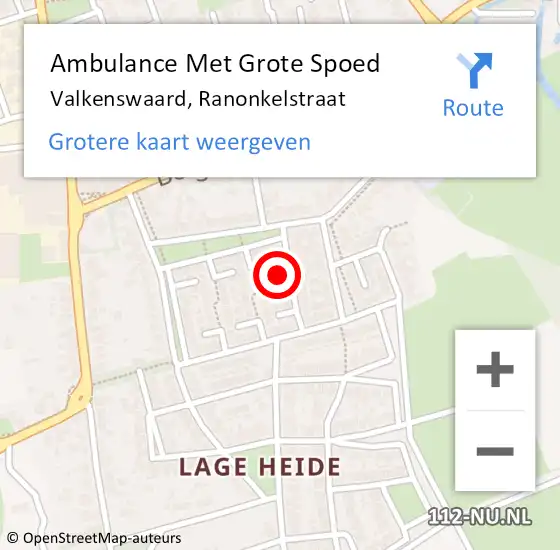 Locatie op kaart van de 112 melding: Ambulance Met Grote Spoed Naar Valkenswaard, Ranonkelstraat op 12 februari 2015 04:54