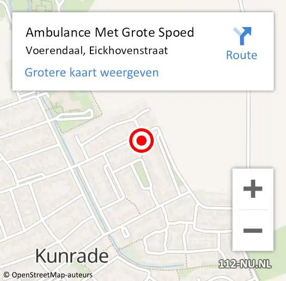 Locatie op kaart van de 112 melding: Ambulance Met Grote Spoed Naar Voerendaal, Eickhovenstraat op 12 februari 2015 06:09