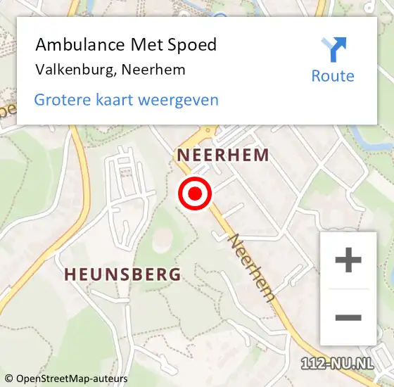 Locatie op kaart van de 112 melding: Ambulance Met Spoed Naar Valkenburg, Neerhem op 12 februari 2015 08:12