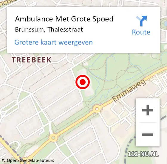 Locatie op kaart van de 112 melding: Ambulance Met Grote Spoed Naar Brunssum, Thalesstraat op 12 februari 2015 08:22