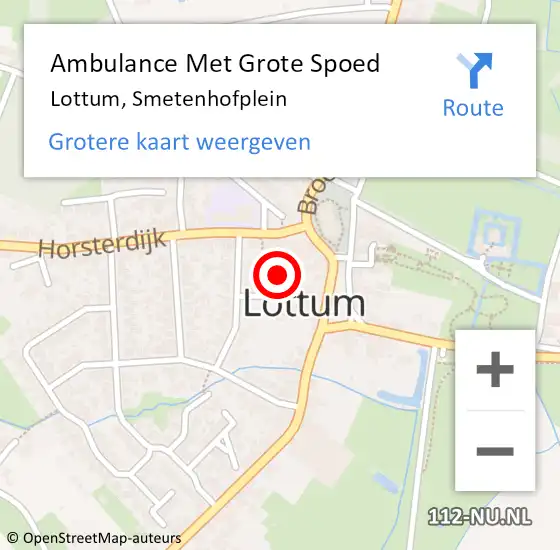 Locatie op kaart van de 112 melding: Ambulance Met Grote Spoed Naar Lottum, Smetenhofplein op 12 februari 2015 08:31